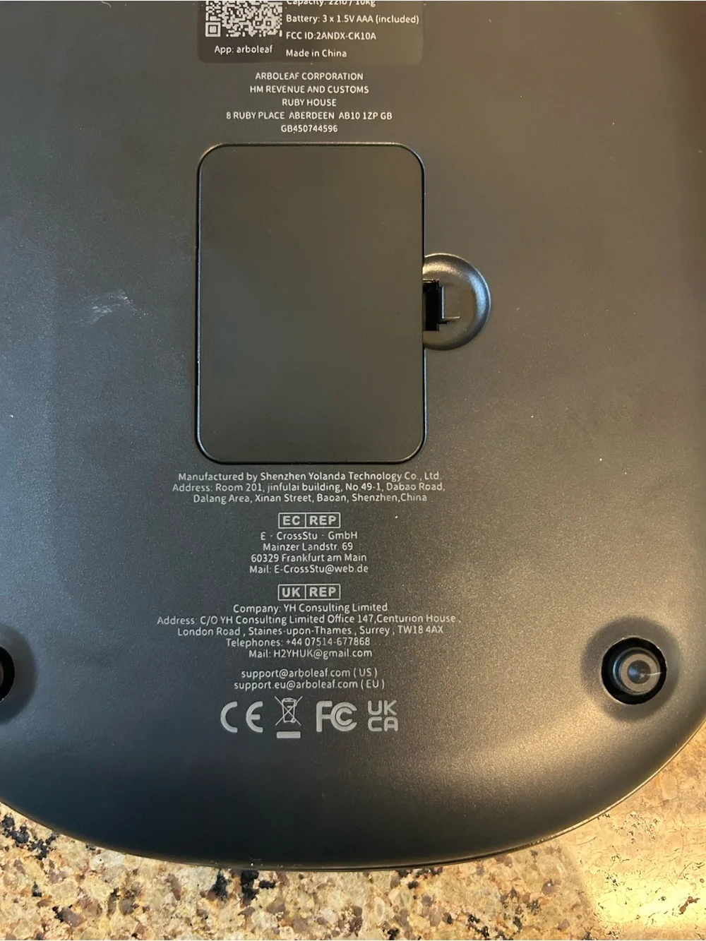 Arboleaf Black Digital Kitchen Scale with Tare & Unit Conversion model CF10A